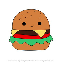 How to Draw Carl the Cheeseburger from Squishmallows