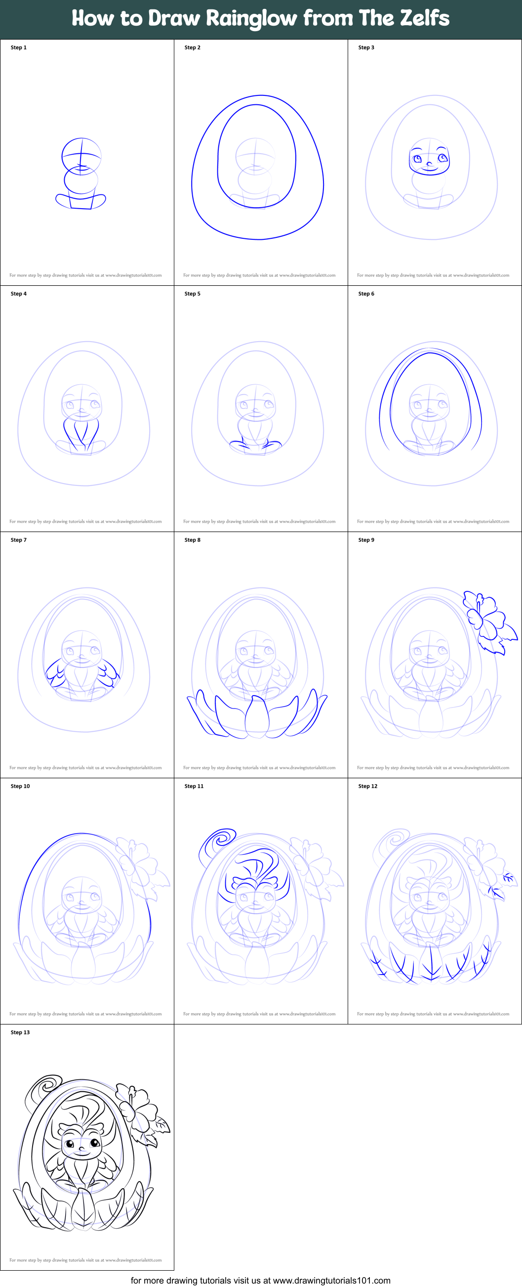 How To Draw Rainglow From The Zelfs Printable Step By Step Drawing Sheet Drawingtutorials101 Com