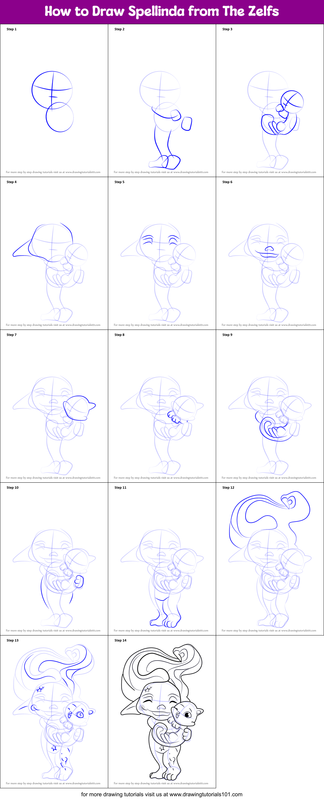 How to Draw Spellinda from The Zelfs printable step by step drawing ...