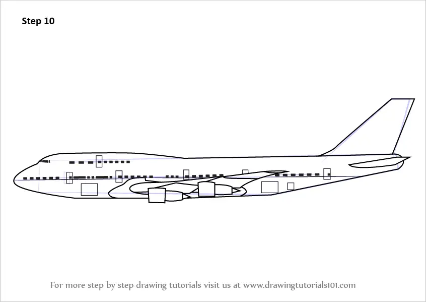 Learn How to Draw Aeroplane Sideview (Airplanes) Step by Step : Drawing