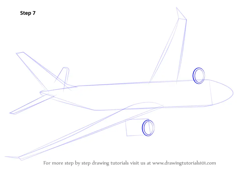 Learn How to Draw Flying Boeing Aeroplane (Airplanes) Step by Step