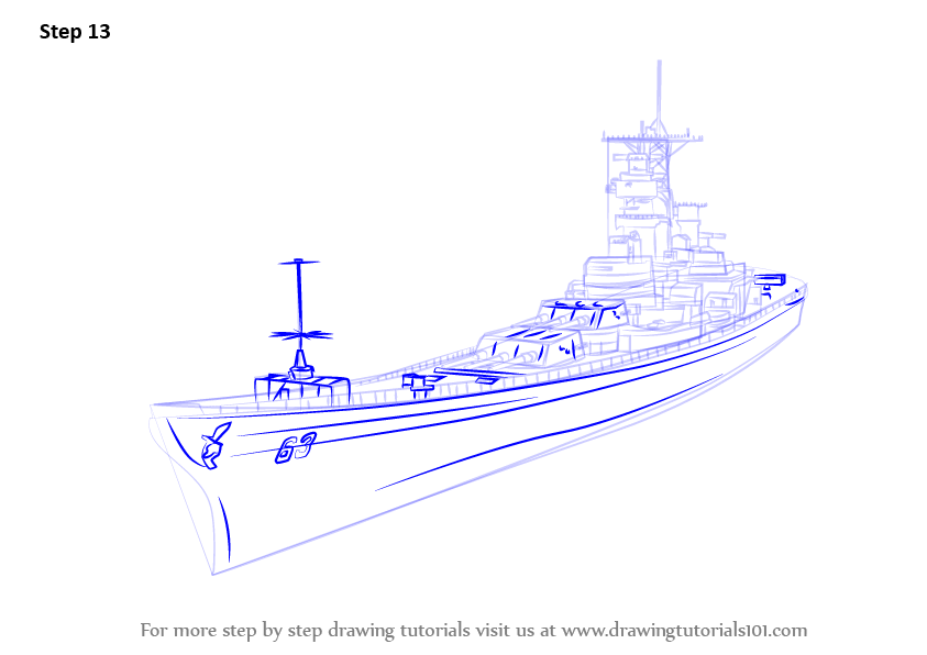 Step by Step How to Draw USS Missouri aka Big Mo 