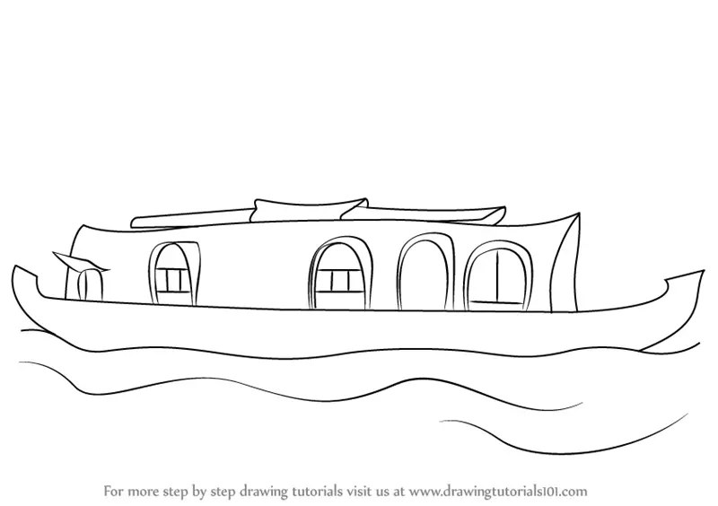 How to Draw a Boat House (Boats and Ships) Step by Step