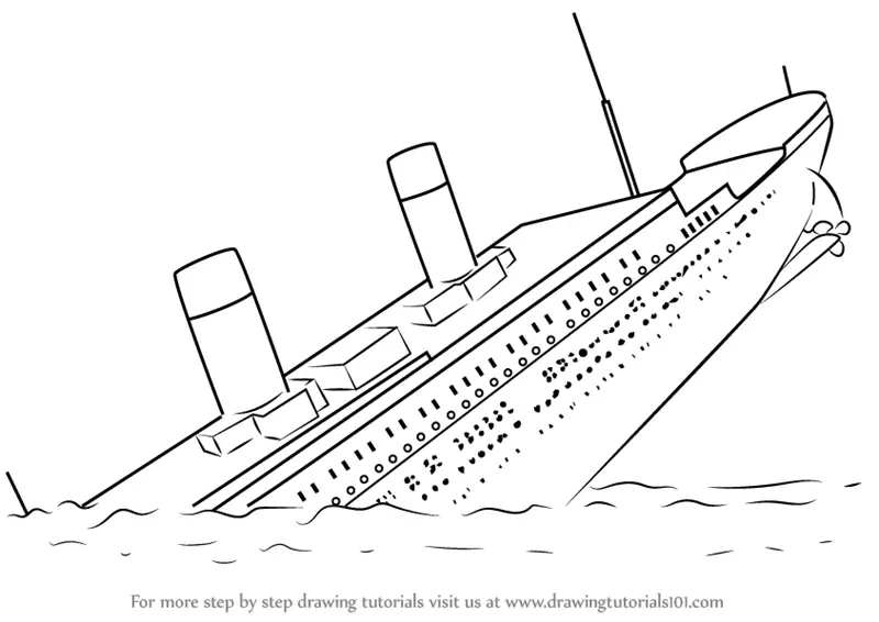 Titanic Drawing Step by Step  Titanic Ship Sketch For Beginners  Titanic  drawing Ship sketch Titanic ship