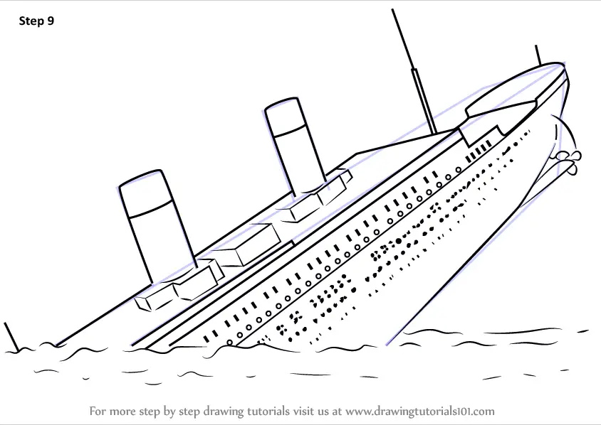 Learn How to Draw Titanic Sinking (Boats and Ships) Step by Step