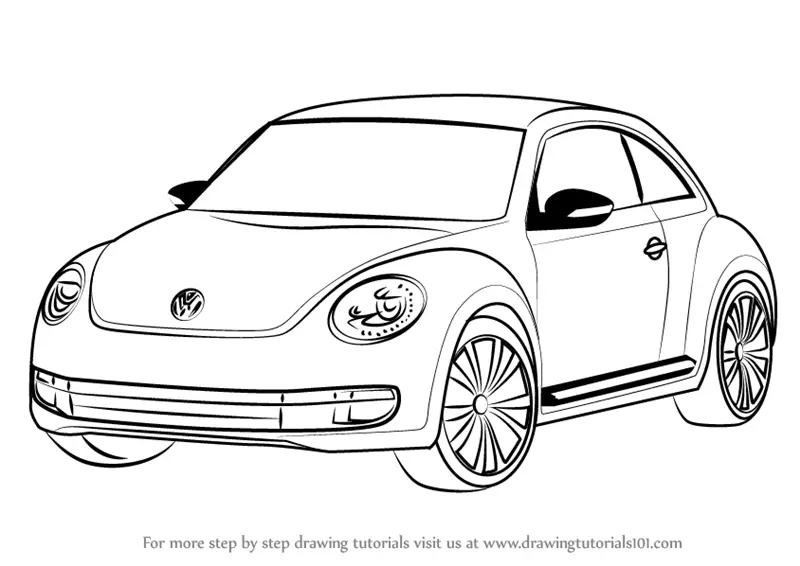 Learn How to Draw Volkswagen Beetle Cars Step by Step