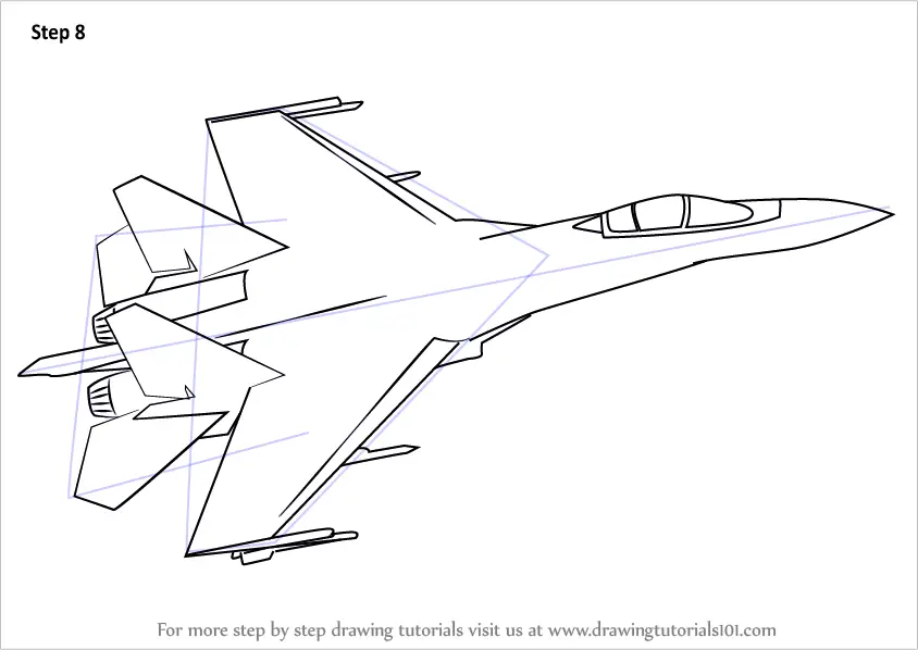 Learn How to Draw Sukhoi SU35 Fighter Jets Step by Step