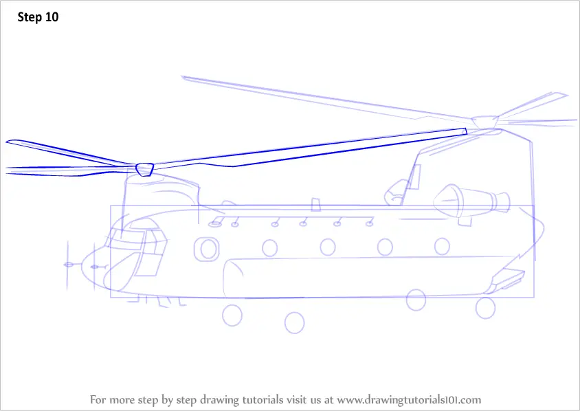 How to Draw a Boeing CH-47 Chinook Helicopter (Military) Step by Step ...