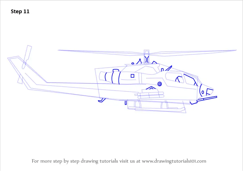 How to Draw a Military Helicopter (Military) Step by Step