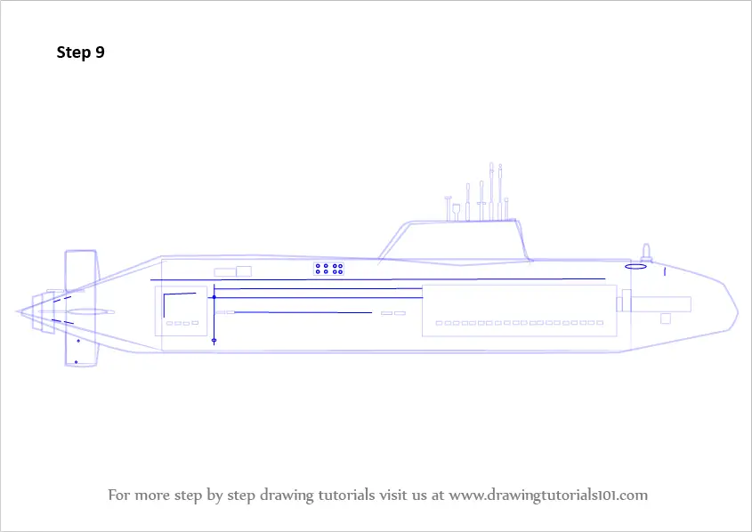 Learn How to Draw a Submarine (Military) Step by Step : Drawing Tutorials