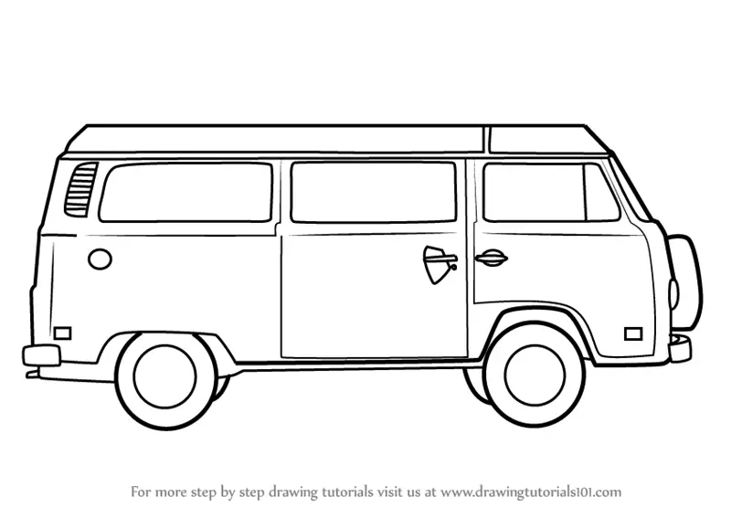 vw bus drawing easy