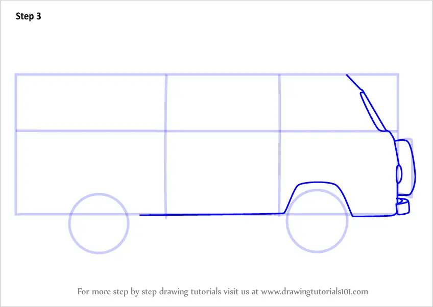Step by Step How to Draw a Camper Van : DrawingTutorials101.com