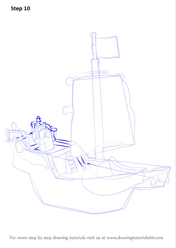 Learn How to Draw a Pirate Ship (Other) Step by Step : Drawing Tutorials