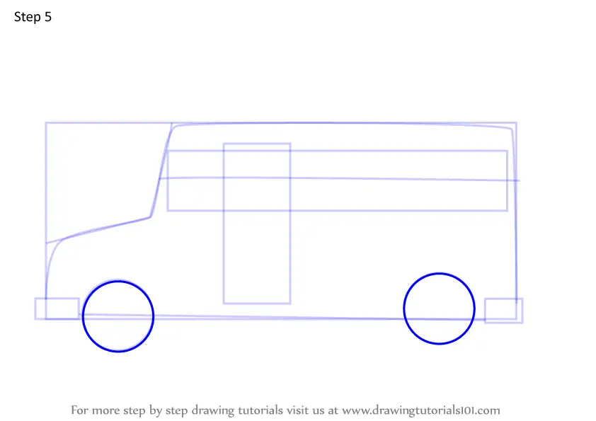 Step by Step How to Draw a Simple School Bus : DrawingTutorials101.com