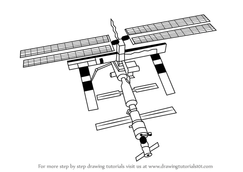 Learn How to Draw a Space Station (Outer Space) Step by Step : Drawing