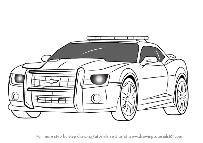 Vector Drawing of a Police Car- color and lines Stock Vector | Adobe Stock