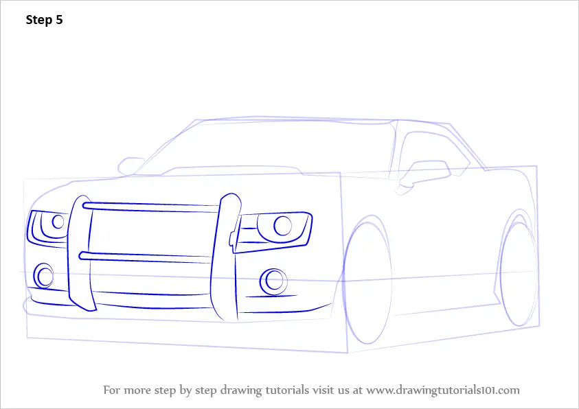 Learn How to Draw Chevrolet Camaro Cop Car (Police) Step by Step : Drawing  Tutorials