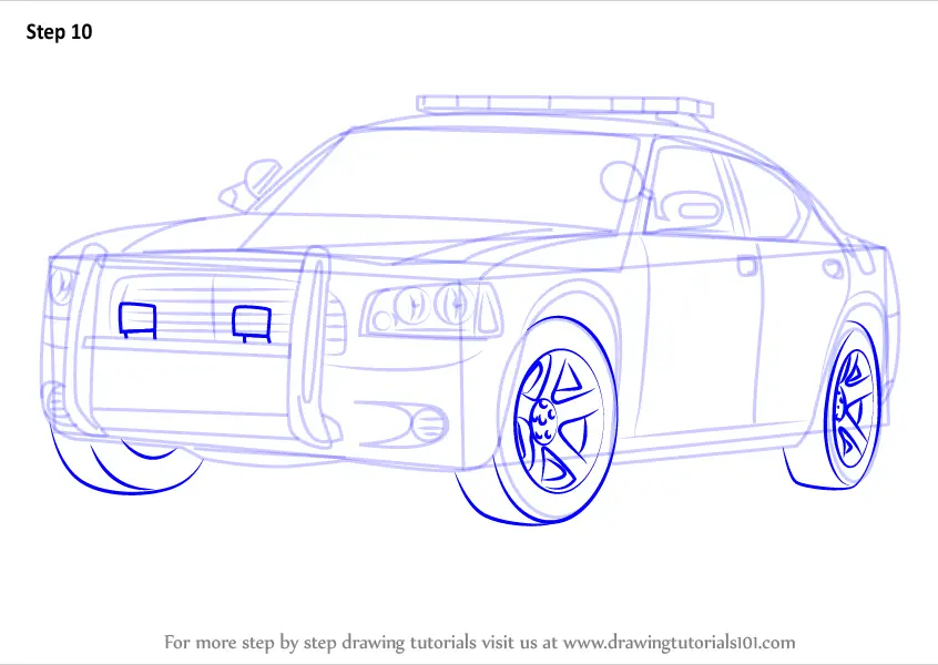 How to draw DODGE CHARGER police car 