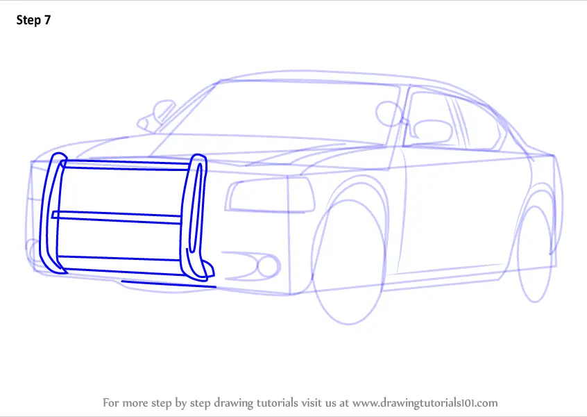 How to draw DODGE CHARGER police car 