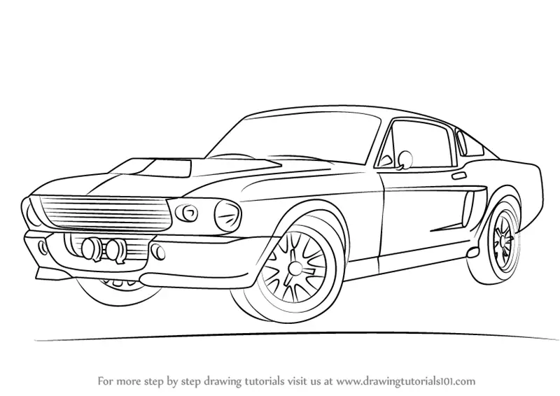How to Draw a 1968 Mustang (Sports Cars) Step by Step