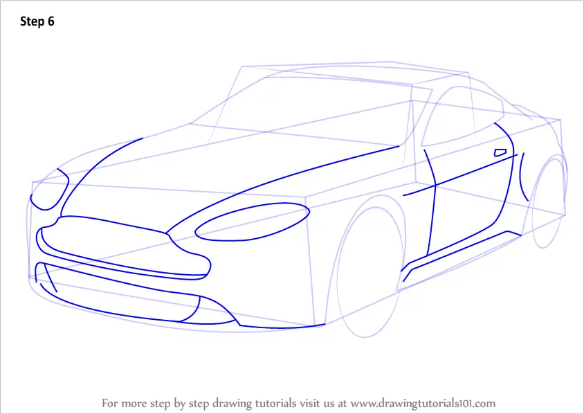 Step by Step How to Draw Aston Martin V12 Vantage : DrawingTutorials101.com