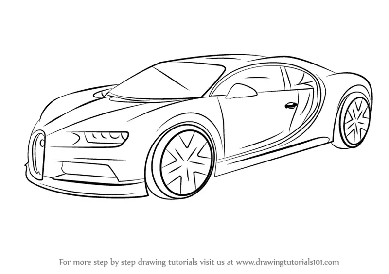 How to Draw Bugatti Chiron (Sports Cars) Step by Step