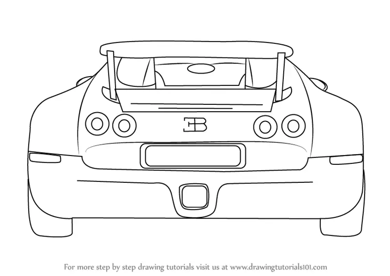 How to Draw a Bugatti Veyron Rear (Sports Cars) Step by Step