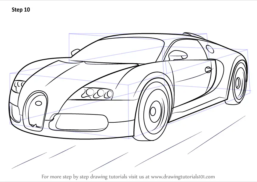 Learn How to Draw Bugatti Veyron (Sports Cars) Step by Step : Drawing