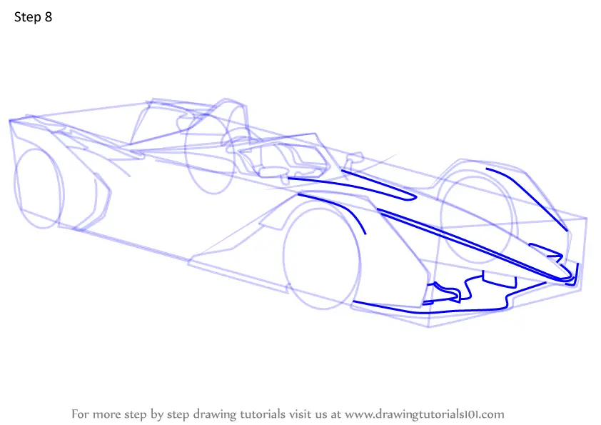 How to Draw Formula E (Sports Cars) Step by Step | DrawingTutorials101.com