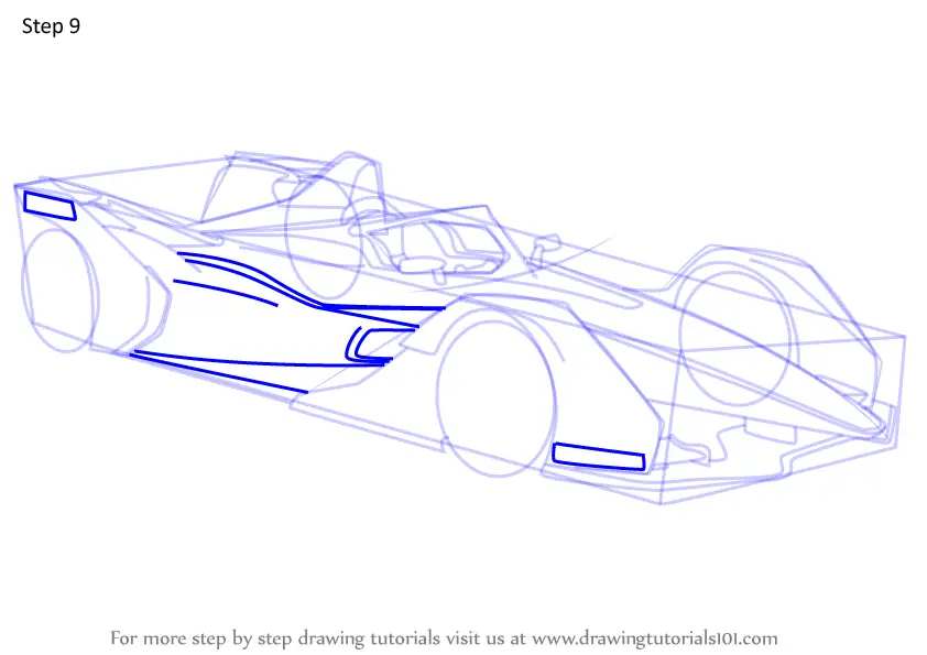 How to Draw Formula E (Sports Cars) Step by Step | DrawingTutorials101.com