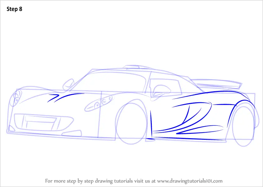 Learn How to Draw Venom GT (Sports Cars) Step by Step : Drawing Tutorials