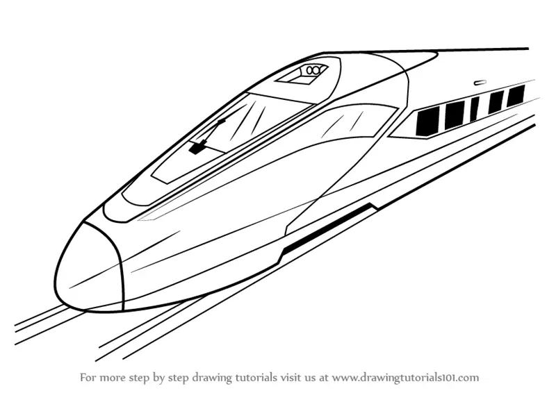 How to Draw a High Speed Electric Train (Trains) Step by Step