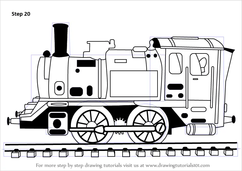 How to Draw Steam Engine (Trains) Step by Step