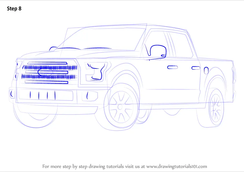 Learn How to Draw Ford F-150 Truck (Trucks) Step by Step : Drawing