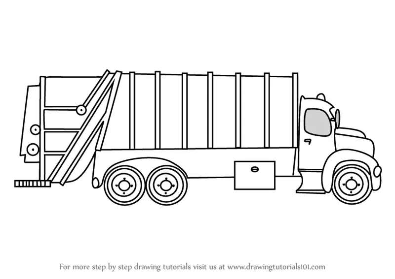 Learn How to Draw Garbage Dumper Truck (Trucks) Step by Step Drawing