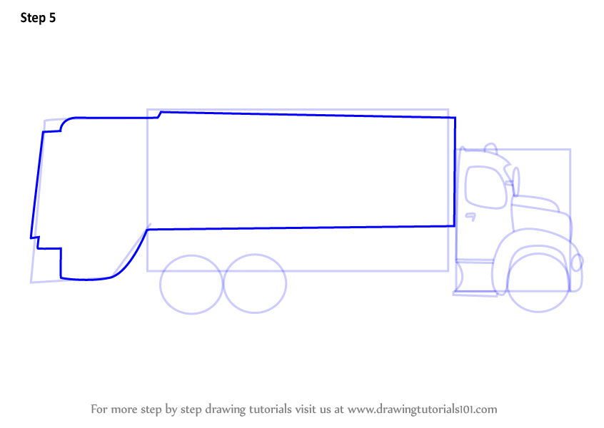 Learn How to Draw Garbage Dumper Truck (Trucks) Step by Step : Drawing