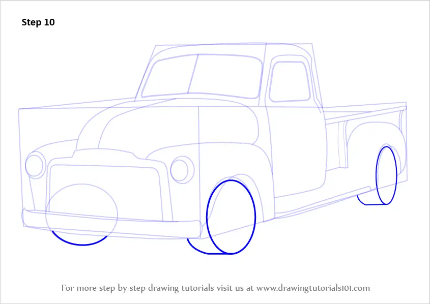 Learn How to Draw a GMC Pickup Truck (Trucks) Step by Step : Drawing