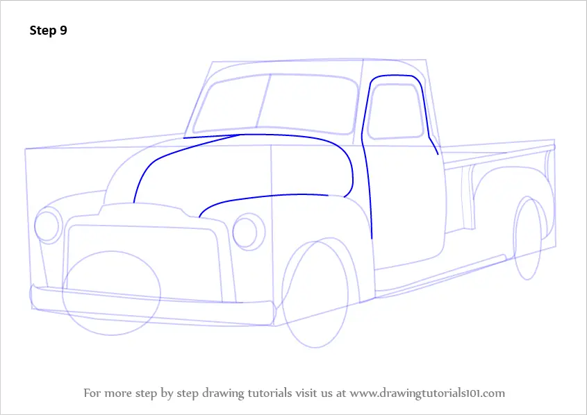 Learn How to Draw a GMC Pickup Truck (Trucks) Step by Step : Drawing