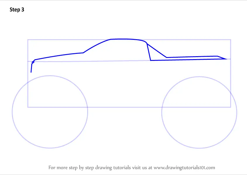 Learn How to Draw a Monster Truck (Trucks) Step by Step : Drawing Tutorials