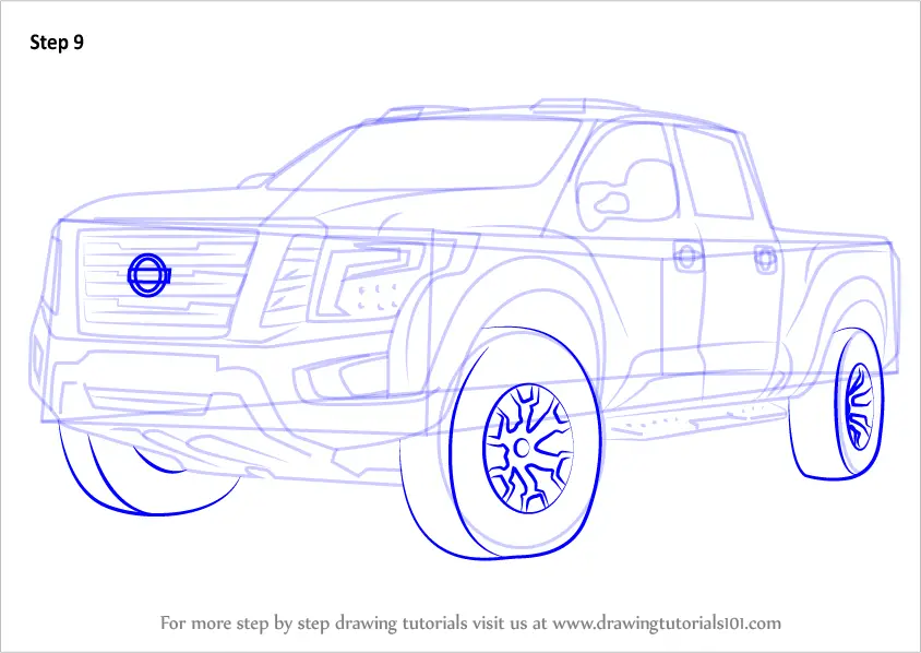 Learn How to Draw Nissan Titan Warrior Truck (Trucks) Step by Step