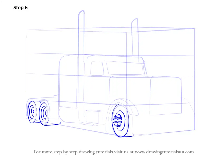 Learn How to Draw Peterbilt 379 Truck (Trucks) Step by Step : Drawing