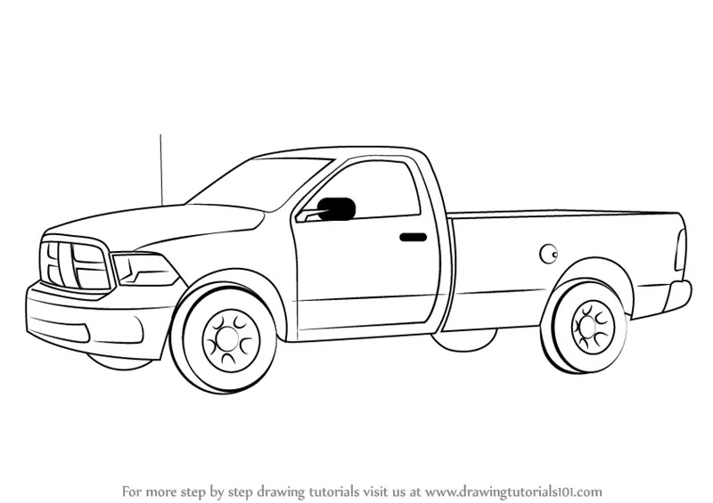 How to Draw a Pickup Truck (Trucks) Step by Step