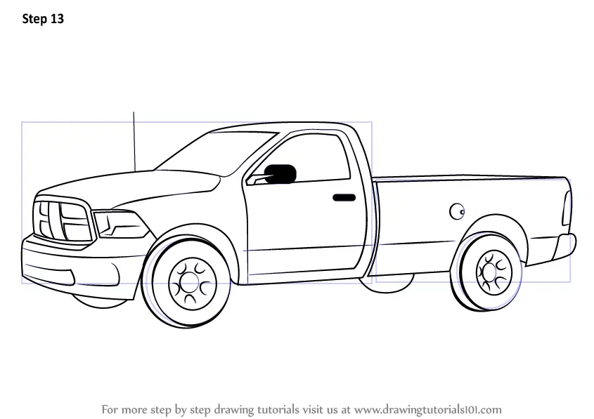 How to Draw a Pickup Truck (Trucks) Step by Step