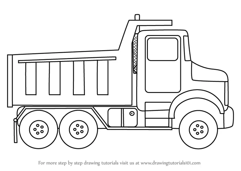 Learn How to Draw Simple Dump Truck (Trucks) Step by Step : Drawing