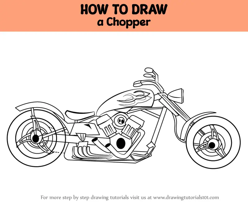 How To Draw A Chopper Two Wheelers Step By Step
