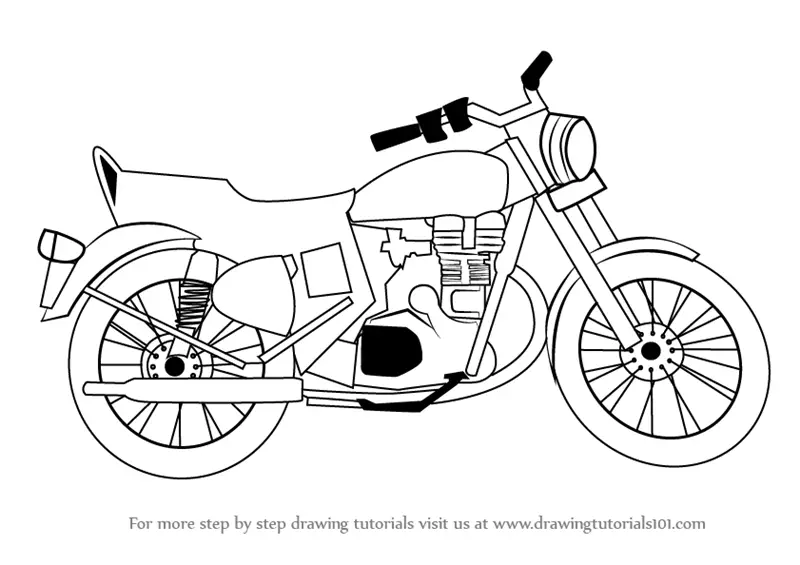 Learn How to Draw a Motorcycle (Two Wheelers) Step by Step Drawing