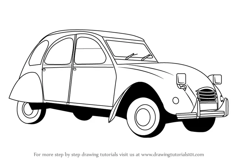 Learn How to Draw a Vintage Car (Vintage) Step by Step : Drawing Tutorials
