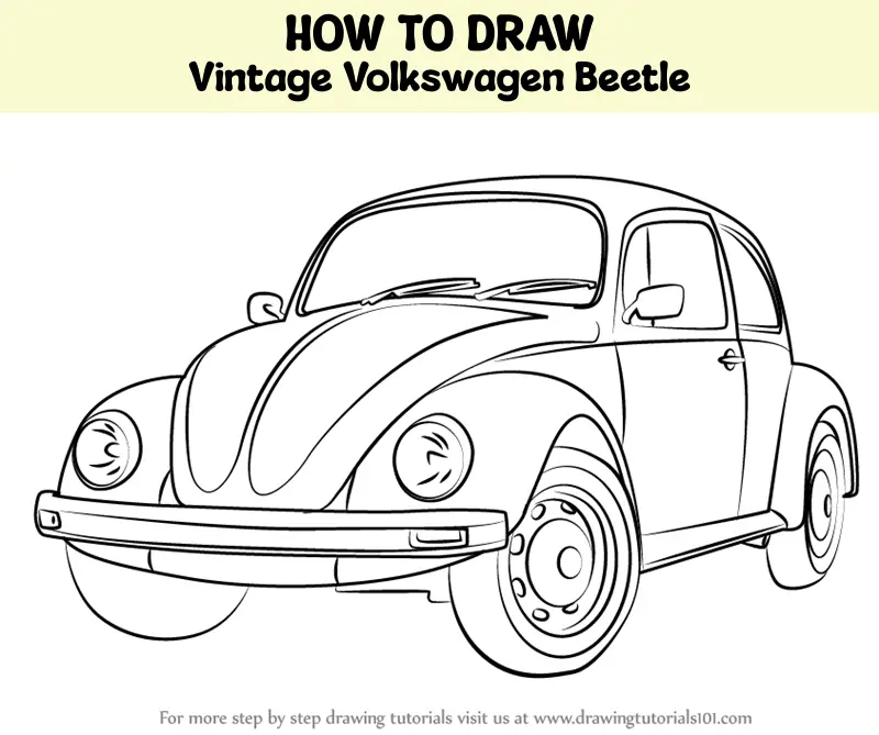 How to Draw Vintage Volkswagen Beetle (Vintage) Step by Step ...