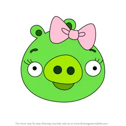 How to Draw Female Pig from Angry Birds Pigs