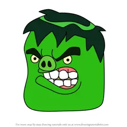 How to Draw Hulk Pig from Angry Birds Pigs